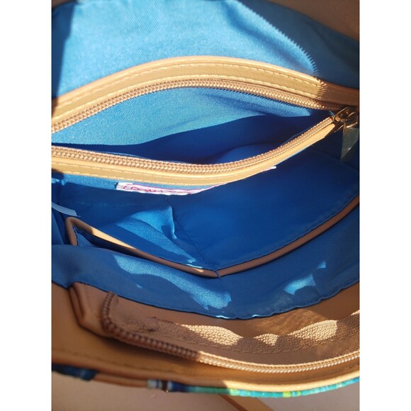Leoma Lovegrove Art Double Hearts & Palms Crossbody Bag Pink Blue Painted EUC - Picture 15 of 16